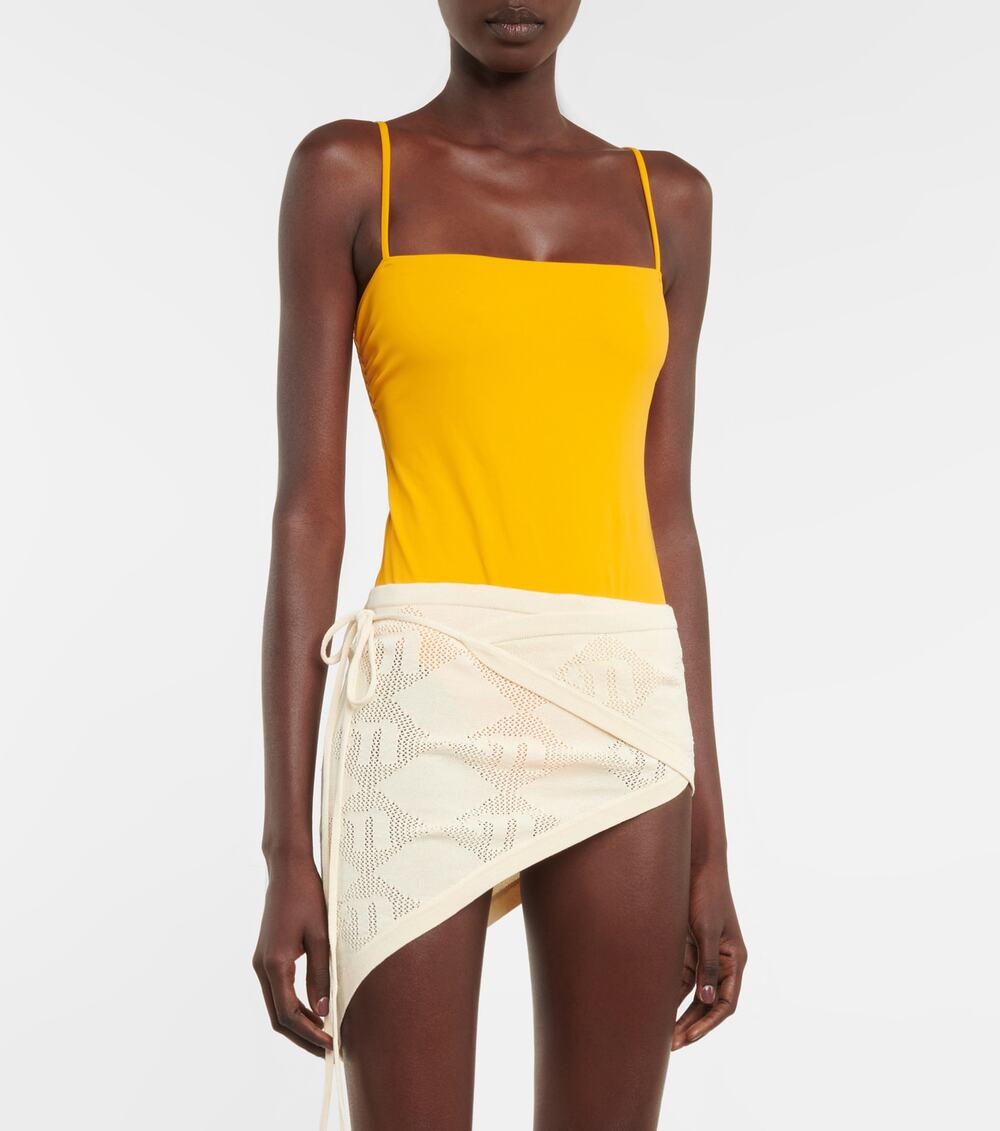 Nanushka Thorpe Crochet Beach Cover-Up Skirt NEW One Size Triangle Wrap Rayon